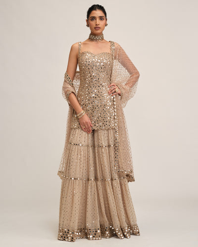 Light Beige Kurta Sharara Set