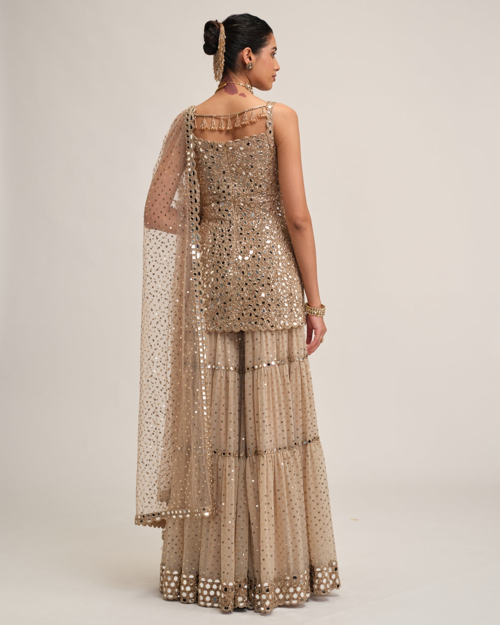 Light Beige Kurta Sharara Set