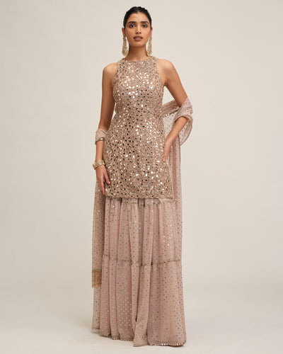 Ash Pink Kurta Sharara Set