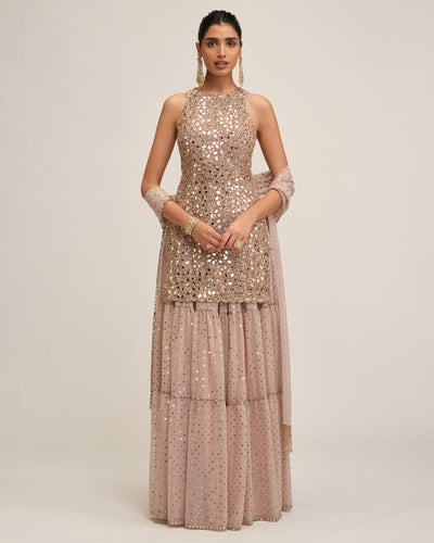 Ash Pink Kurta Sharara Set