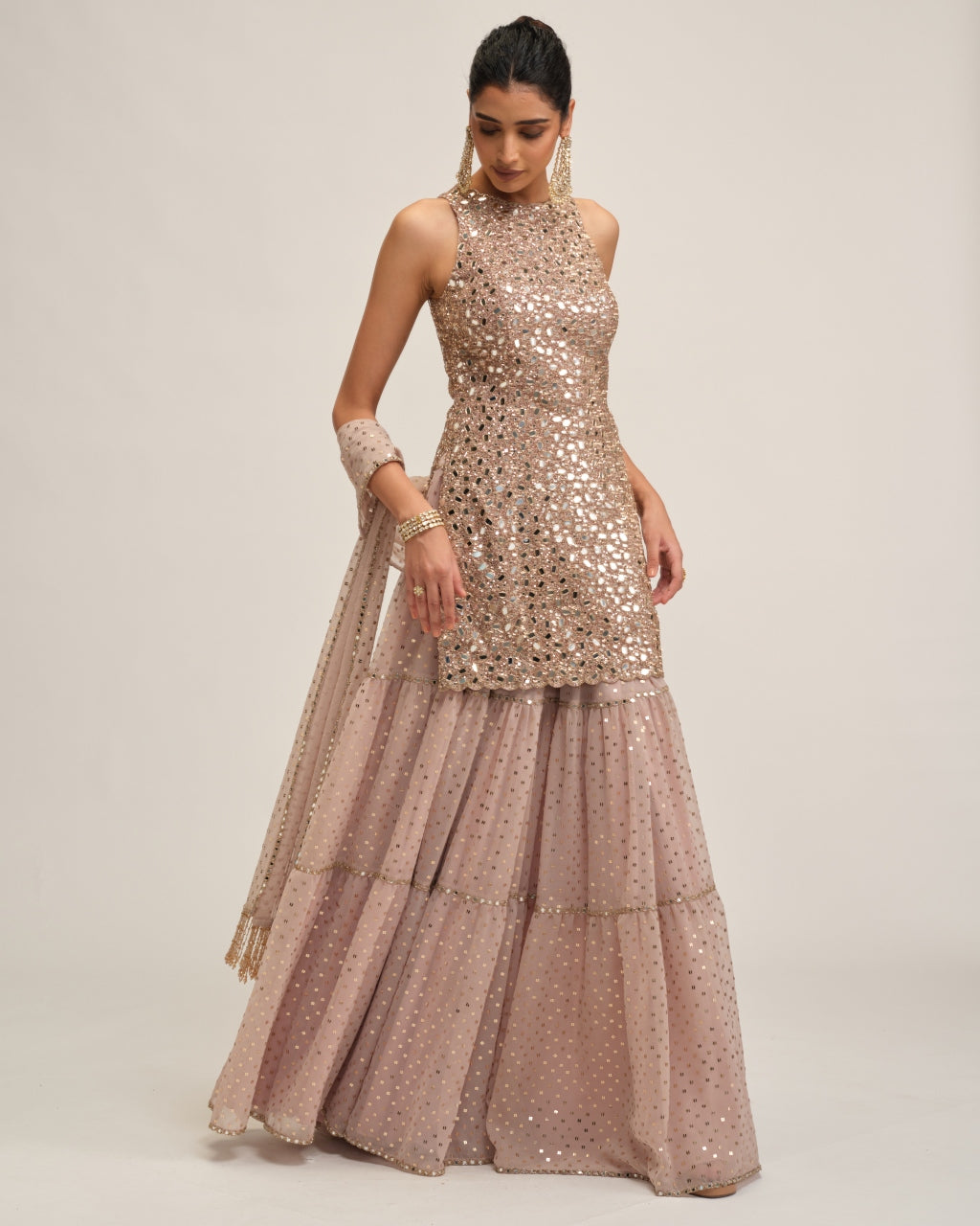 Ash Pink Kurta Sharara Set
