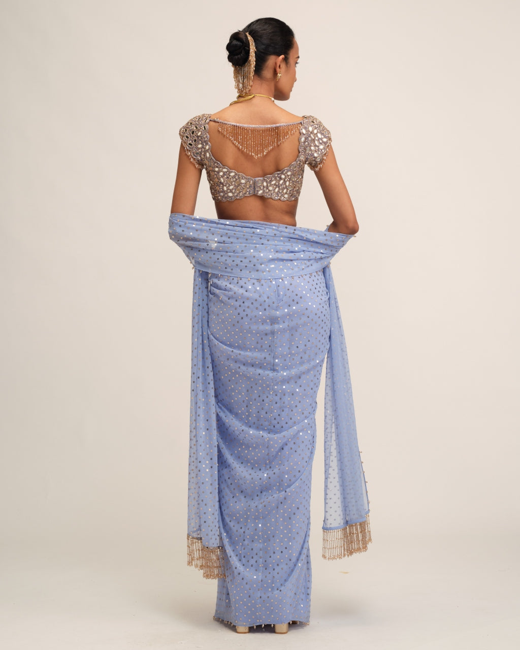 Dew Blue Draped Skirt Set
