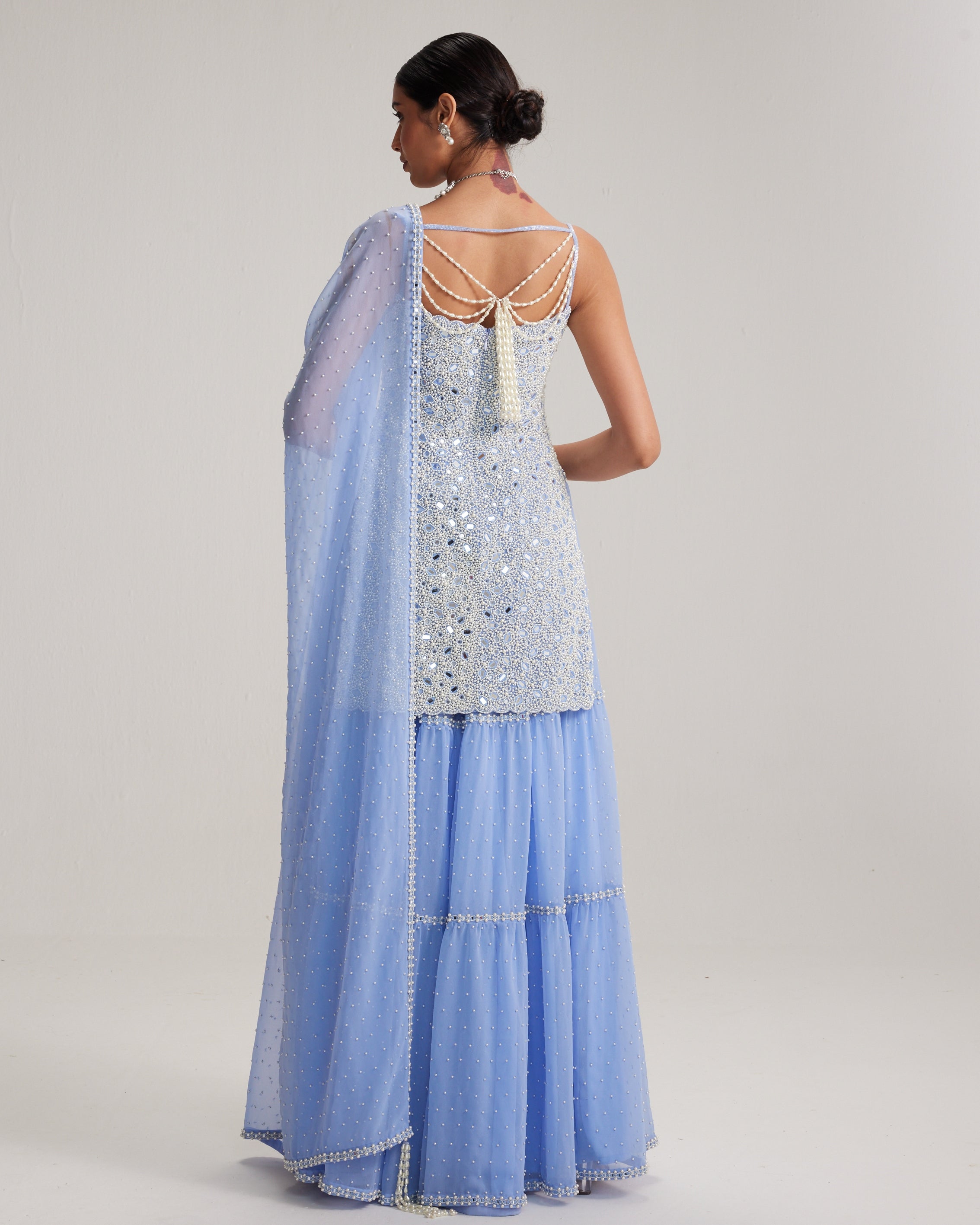 Dew Blue Kurta And Sharara Set