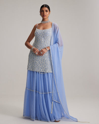 Dew Blue Kurta And Sharara Set