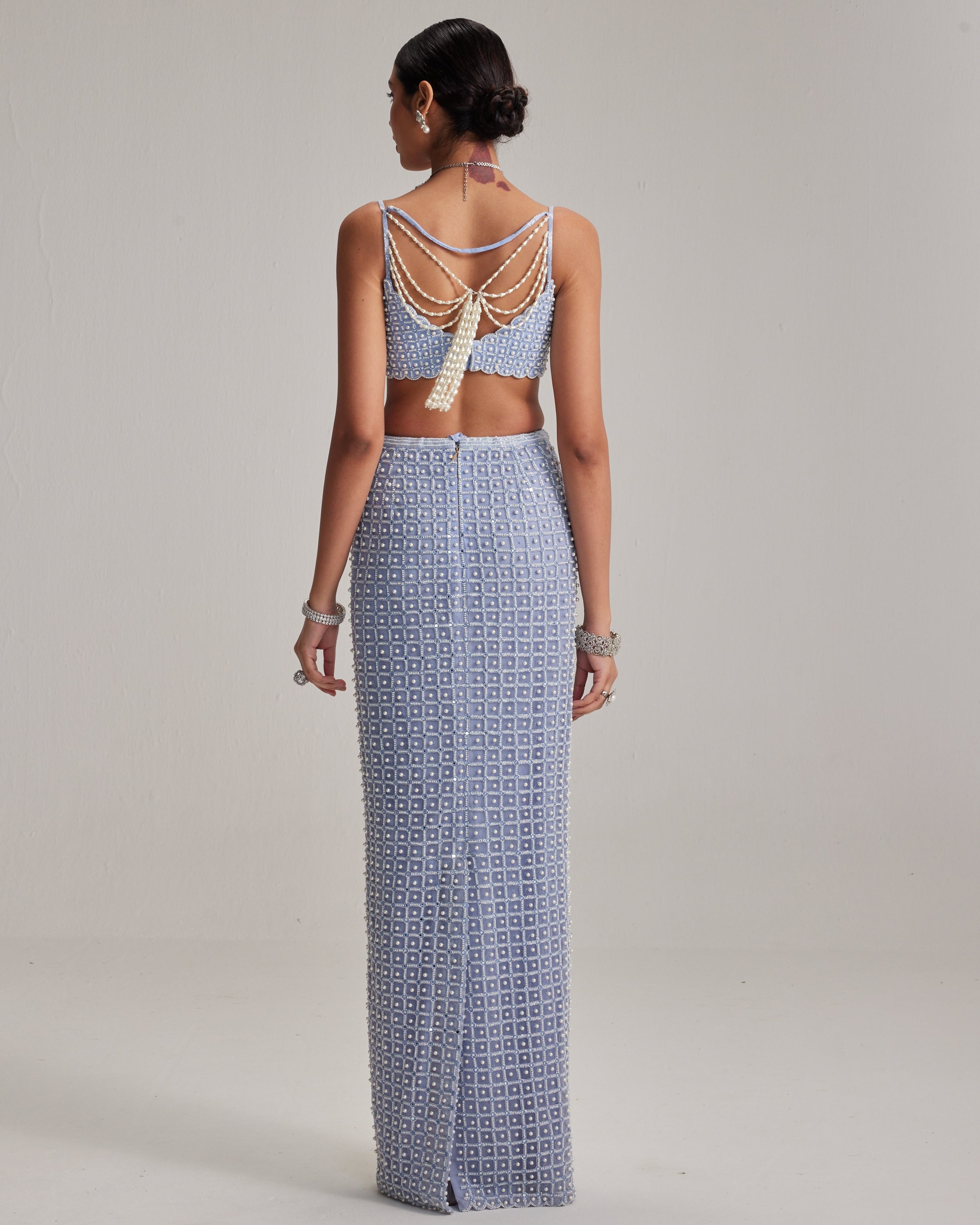 Dew Blue Pencil Skirt Set