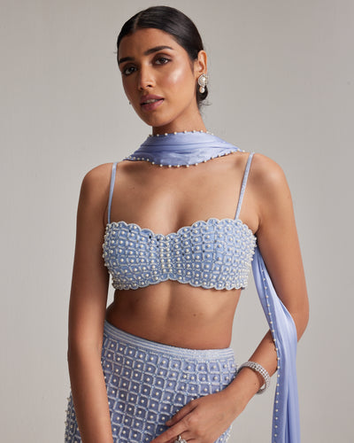 Dew Blue Pencil Skirt Set