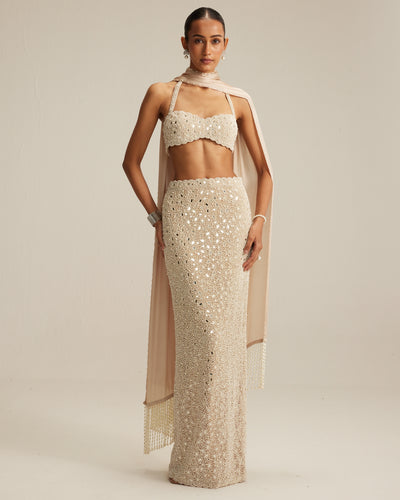 Light Beige Pencil Skirt