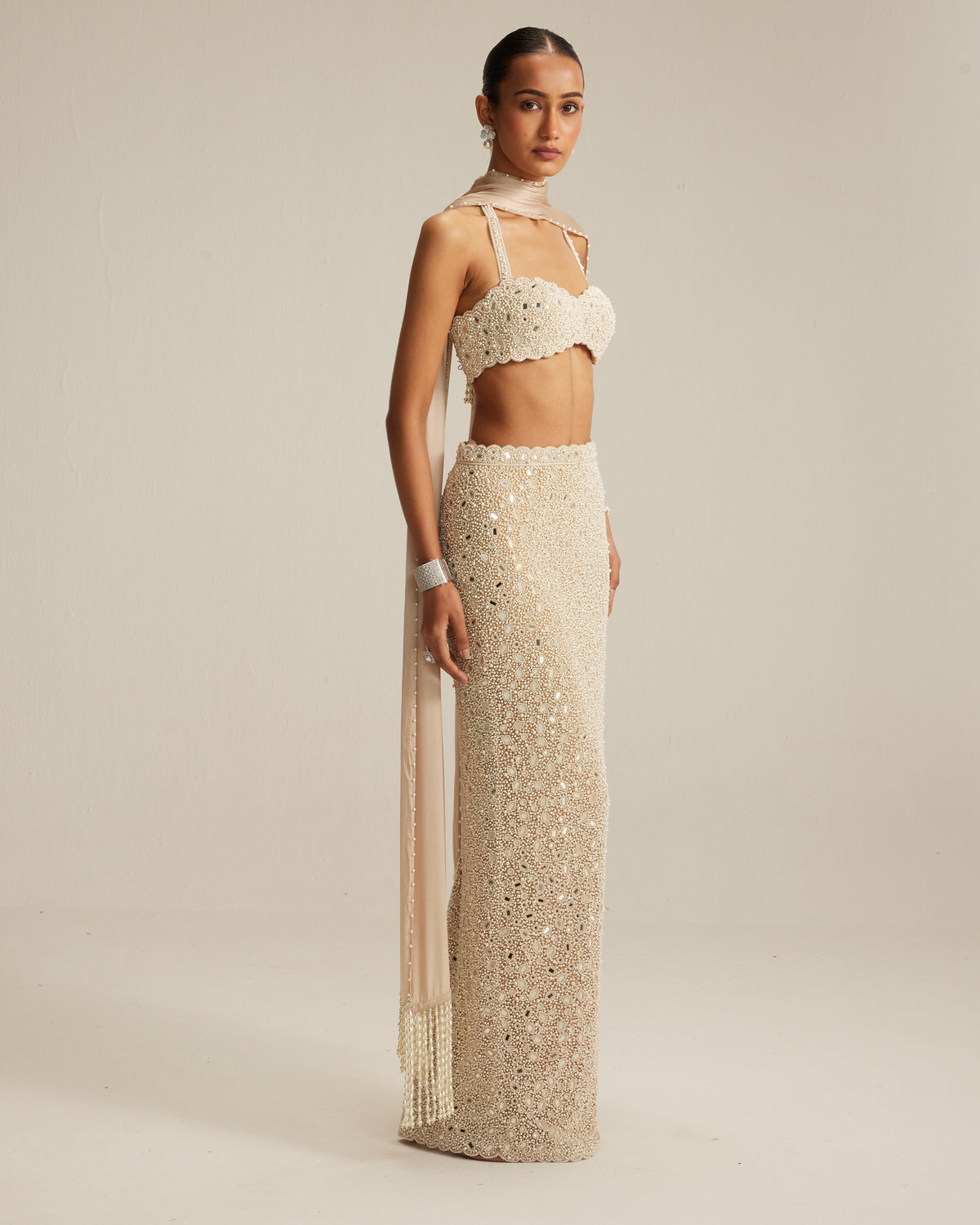 Light Beige Pencil Skirt