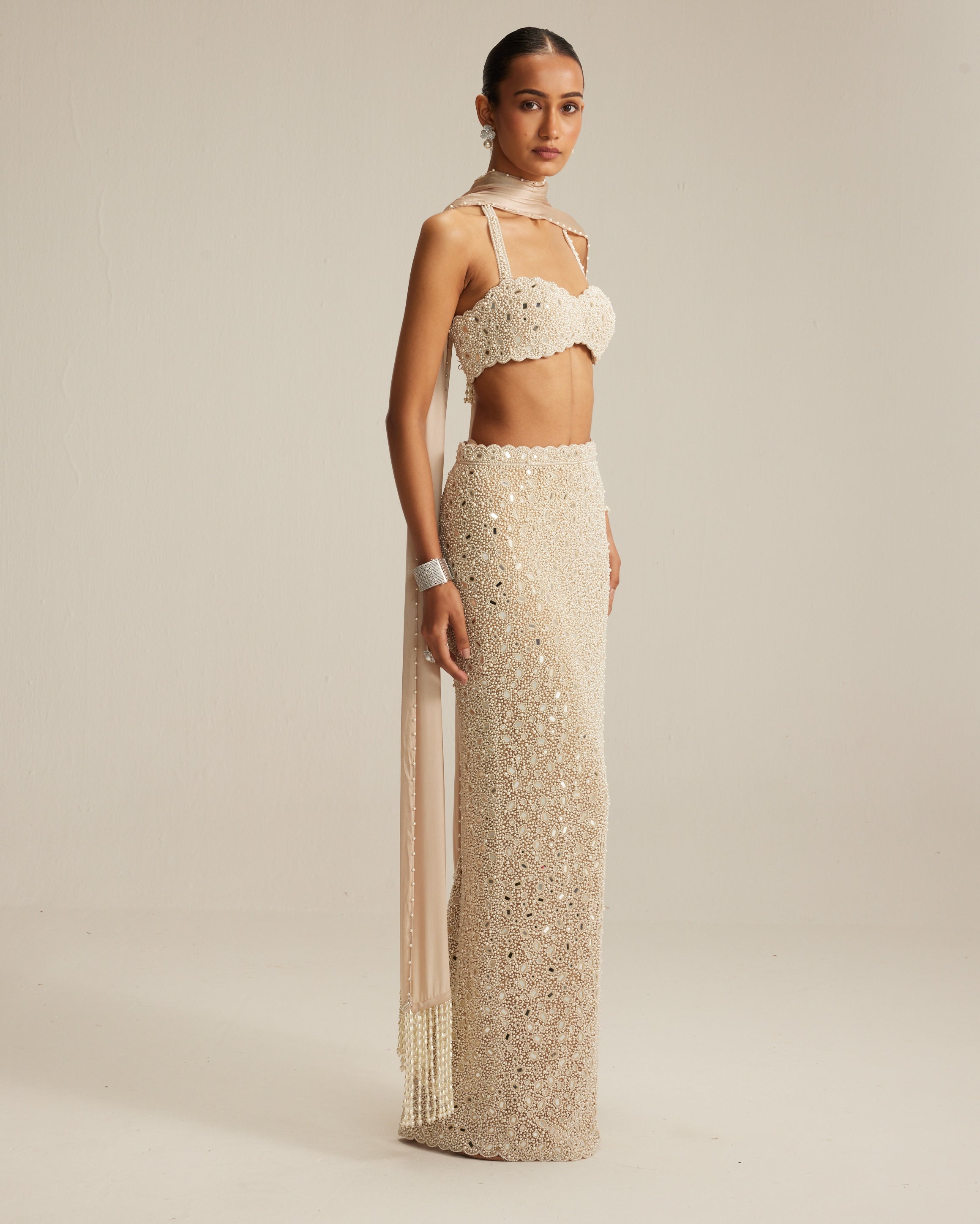 Light Beige Pencil Skirt