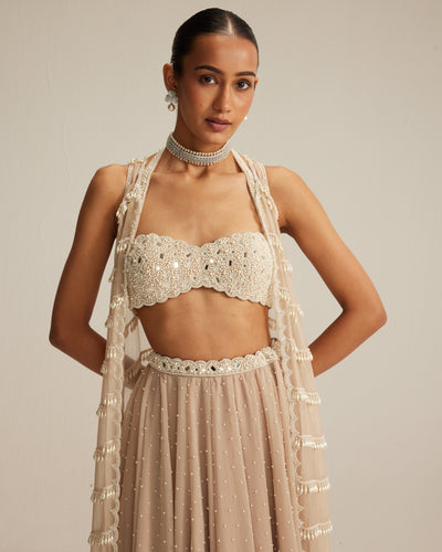 Light Beige Pearl Drop Jacket Set