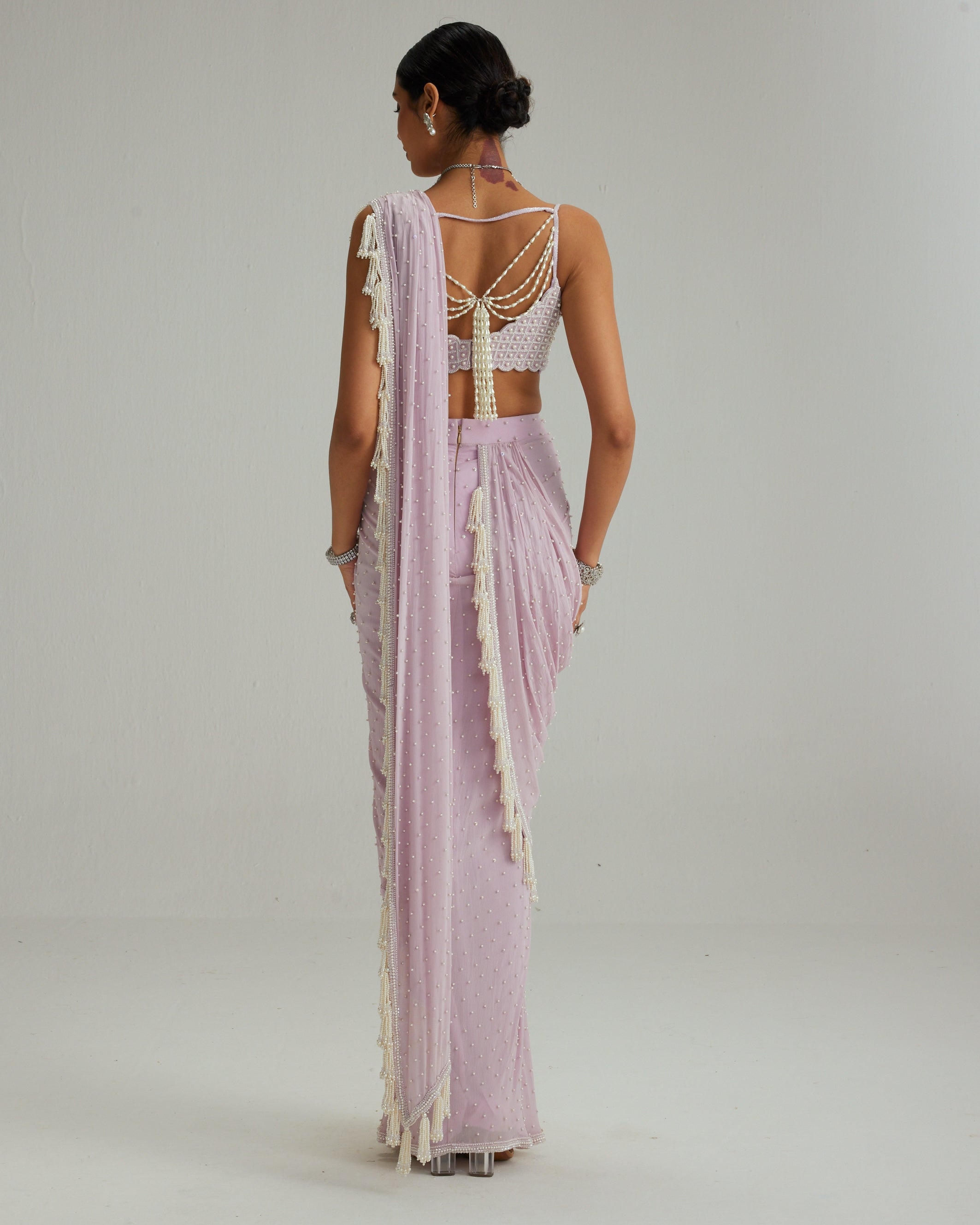 Lavender Draped Sari Set