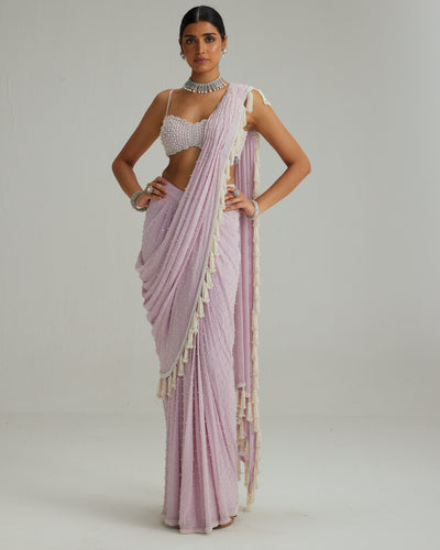 Lavender Draped Sari Set