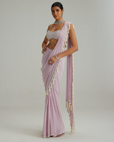 Lavender Draped Sari Set