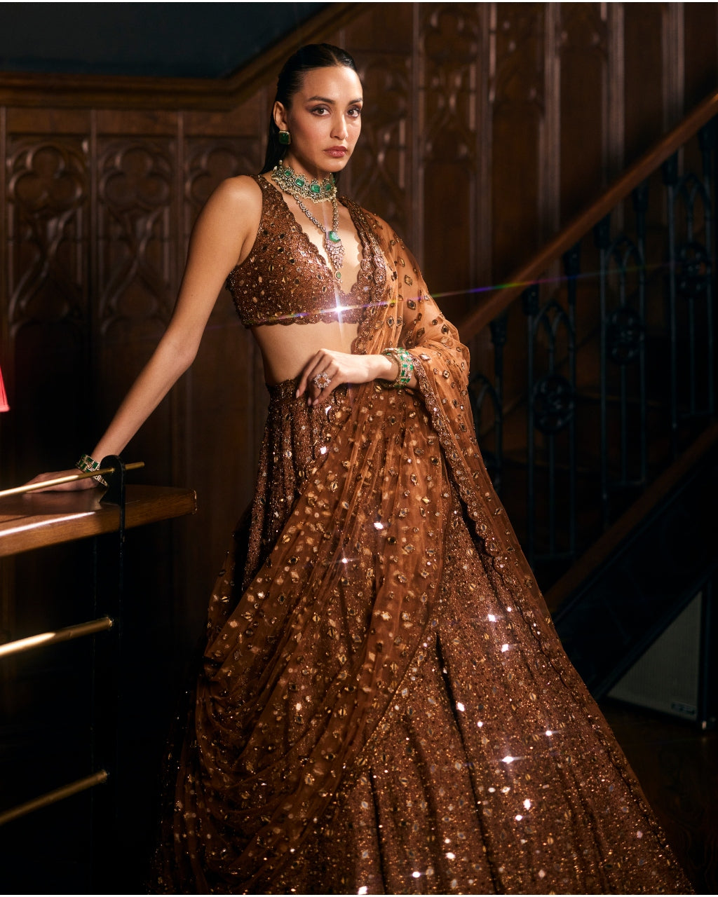 Metallic Copper Lehenga Set