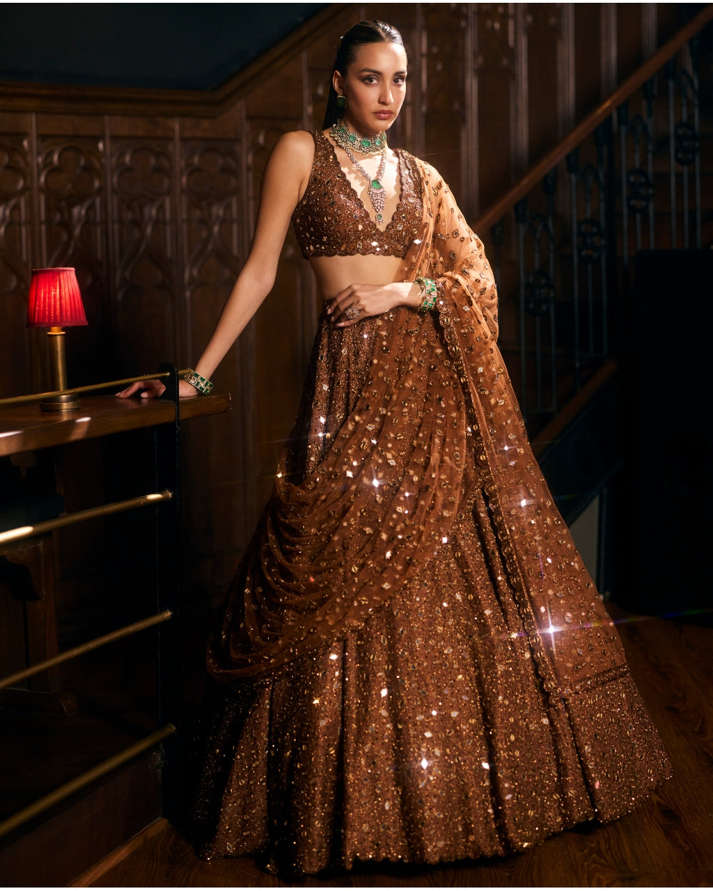 Metallic Copper Lehenga Set