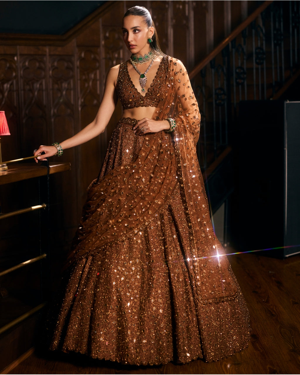 Metallic Copper Lehenga Set