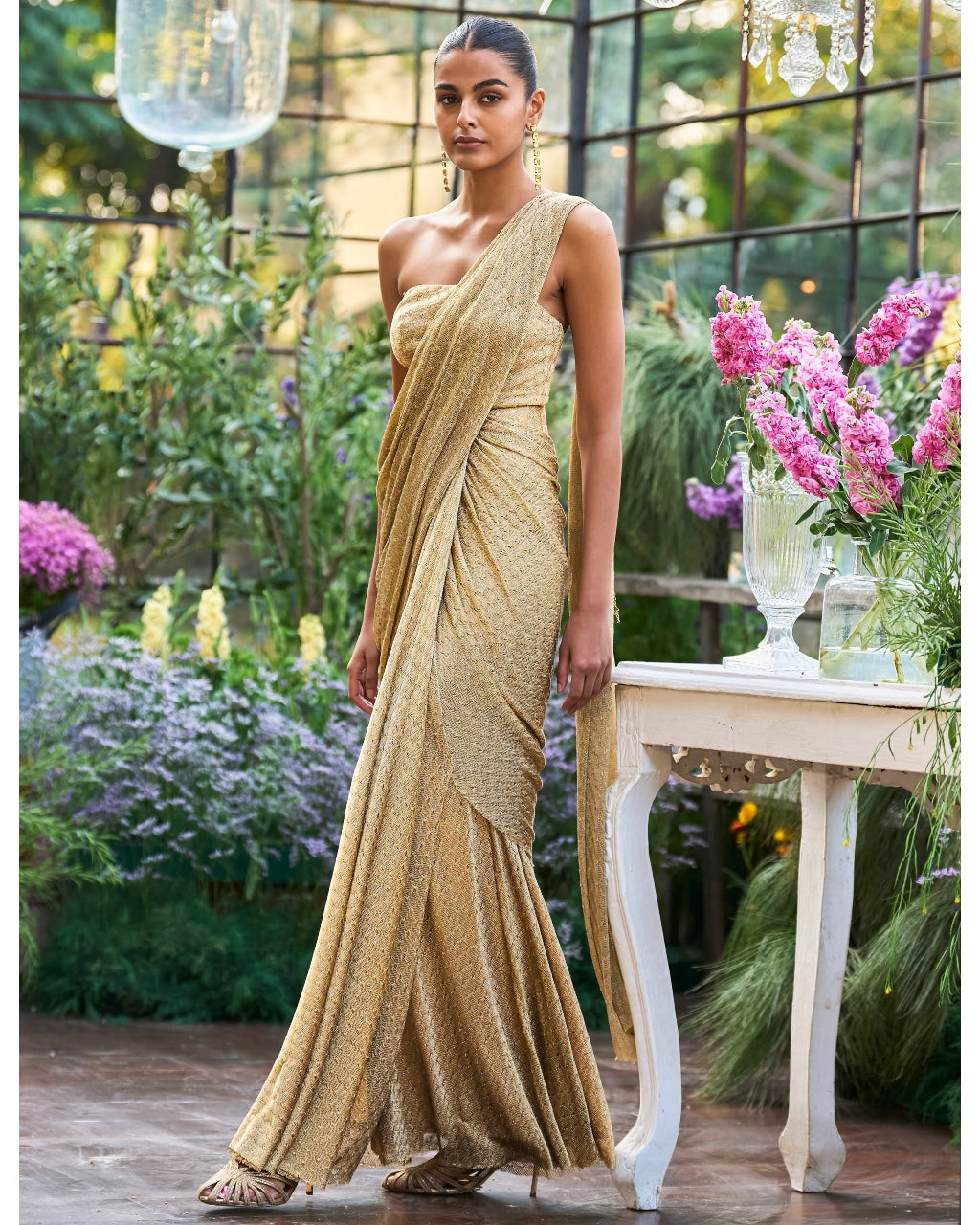 Antique Gold Sari Drape Gown