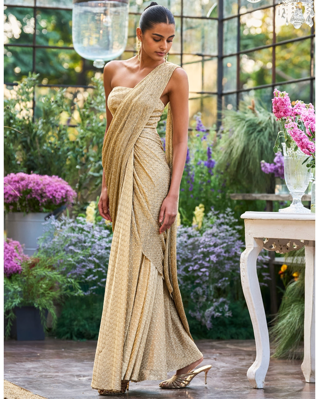 Antique Gold Sari Drape Gown