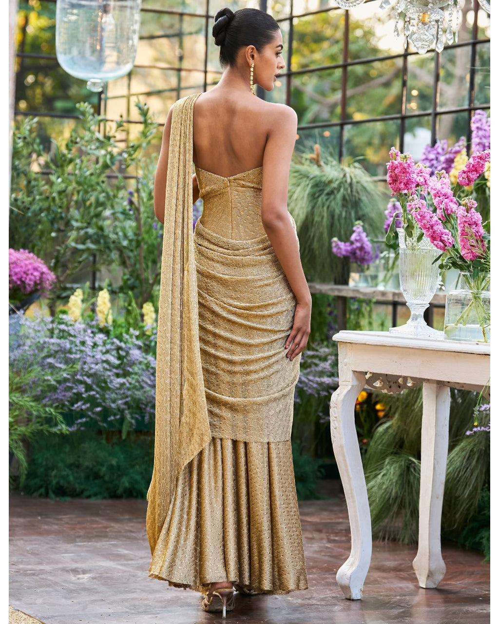 Antique Gold Sari Drape Gown