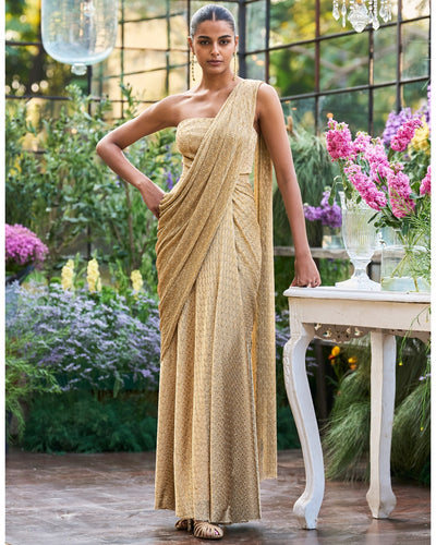 Antique Gold Sari Drape Gown