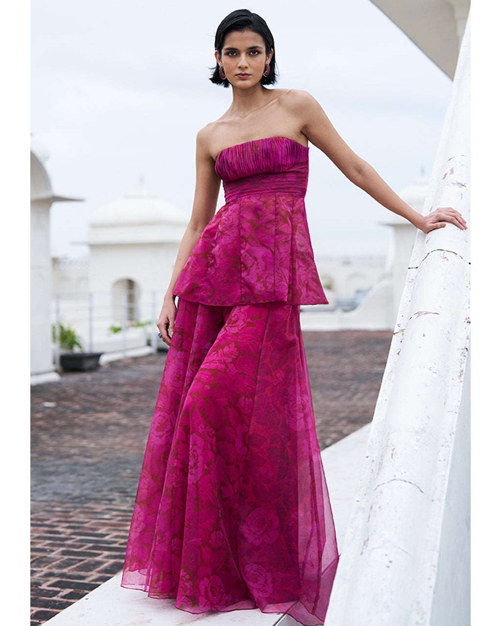 Floral Print Peplum Set
