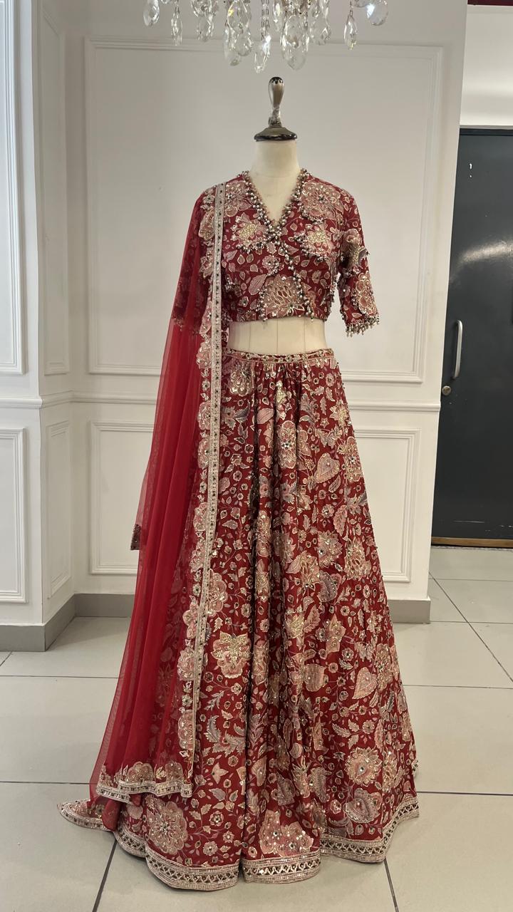 Red Print Starlet Lehenga Set