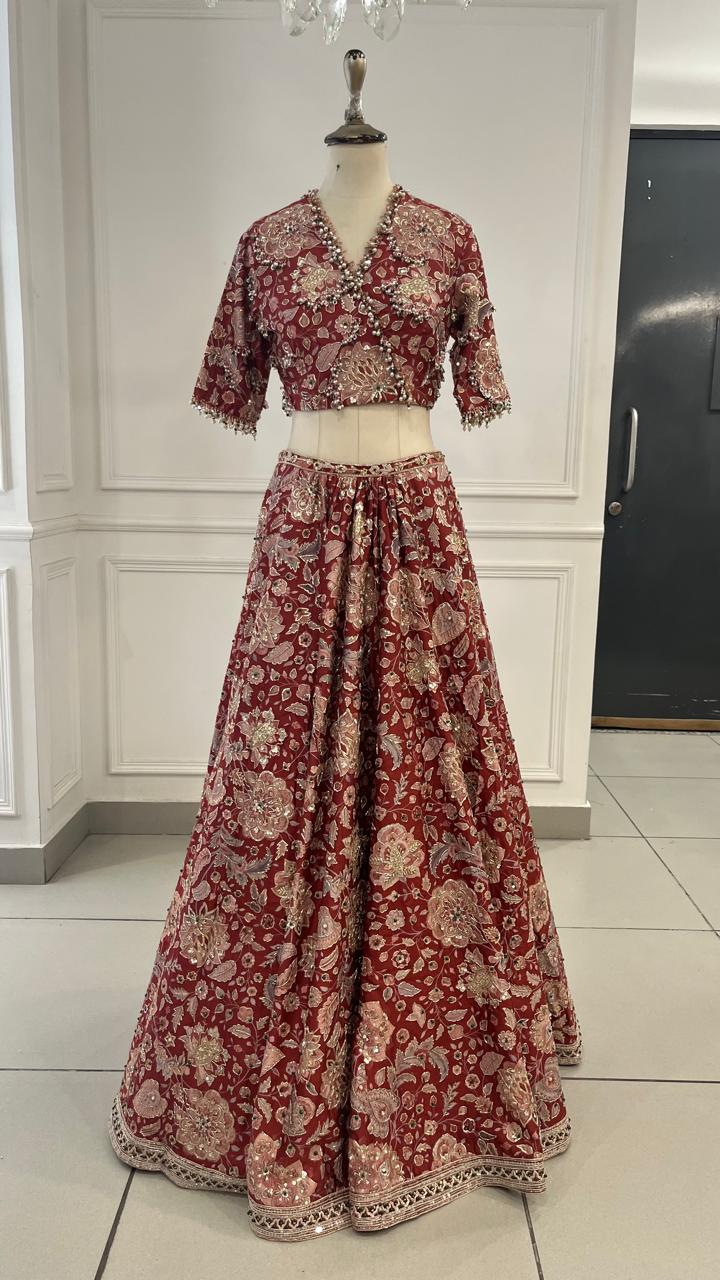 Red Print Starlet Lehenga Set