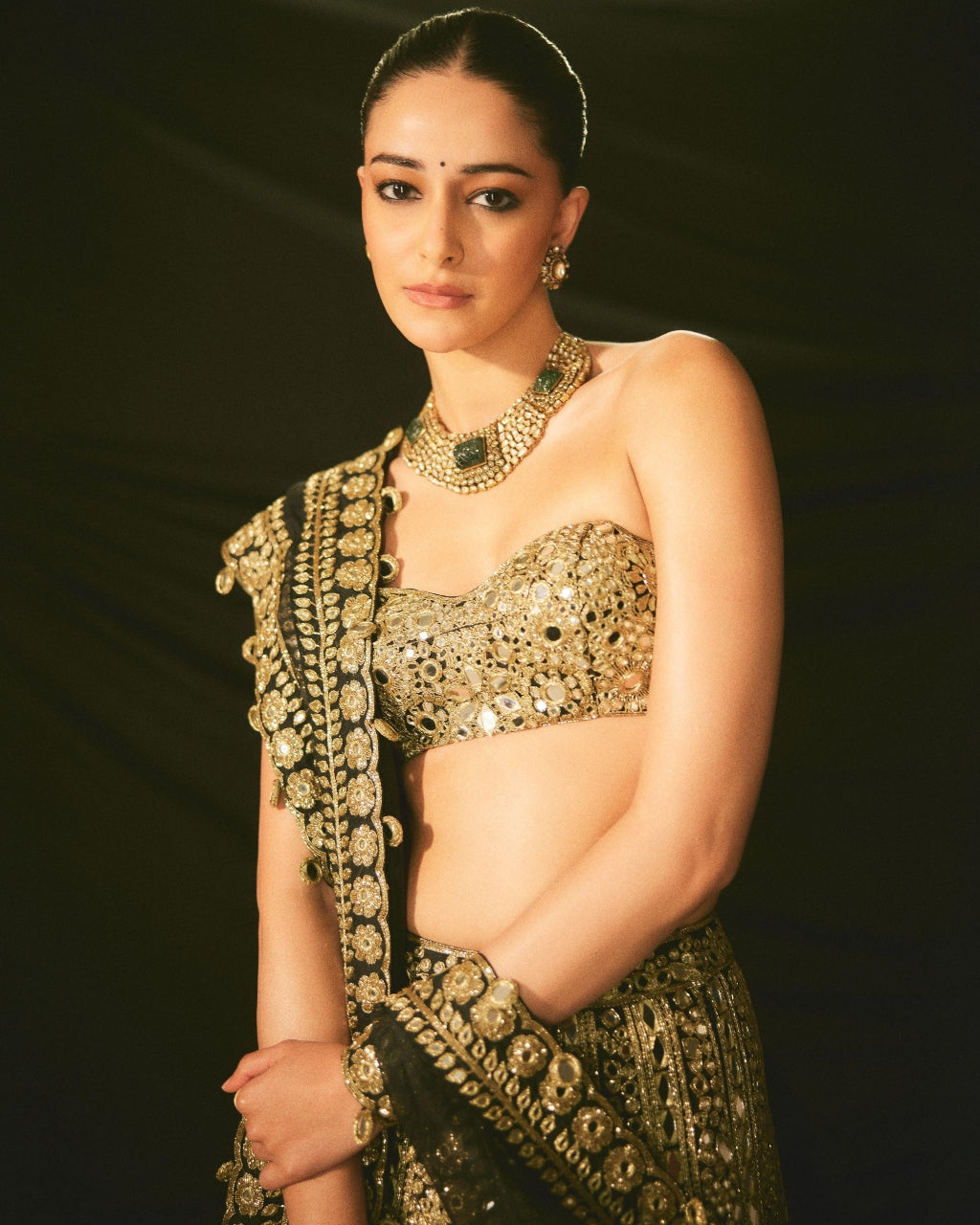 Black & Gold Mirror Lehenga Set