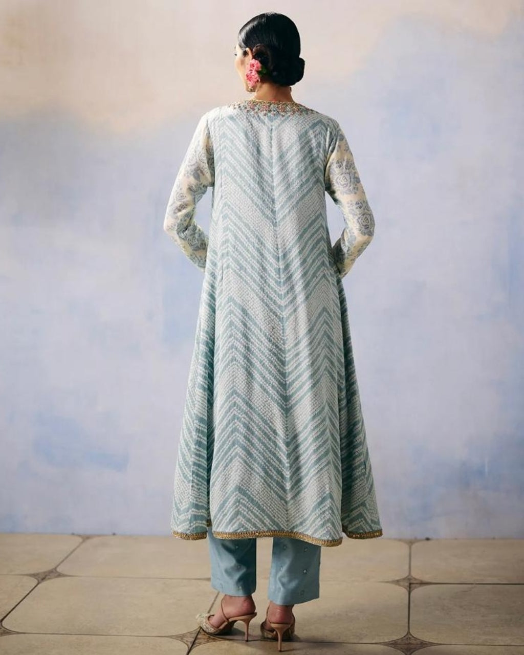 Blue Bandhej Kurta Pant Set