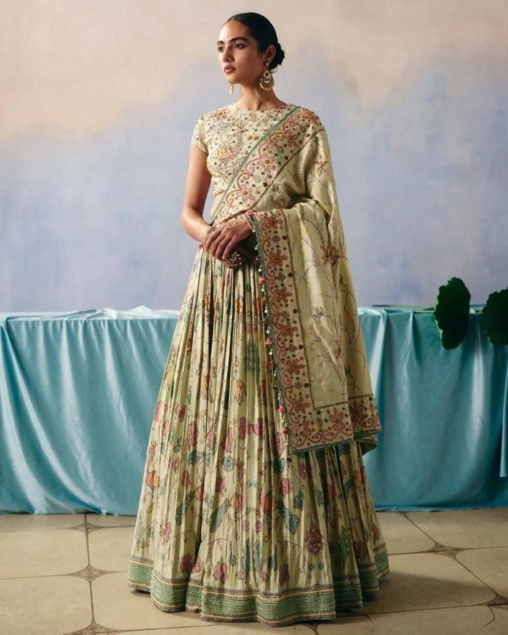 Cream Patola Lehenga Set
