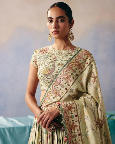 Cream Patola Lehenga Set