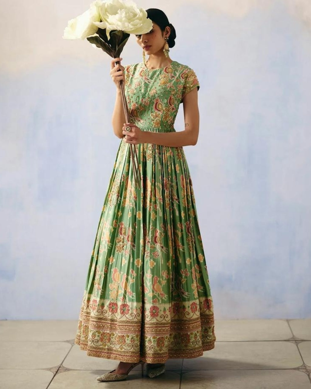 Royal Green Patola Anarkali