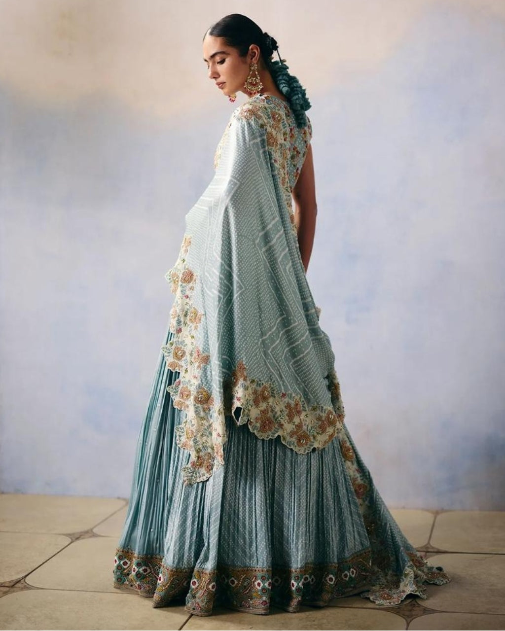 Neel Bandhani Lehenga Set