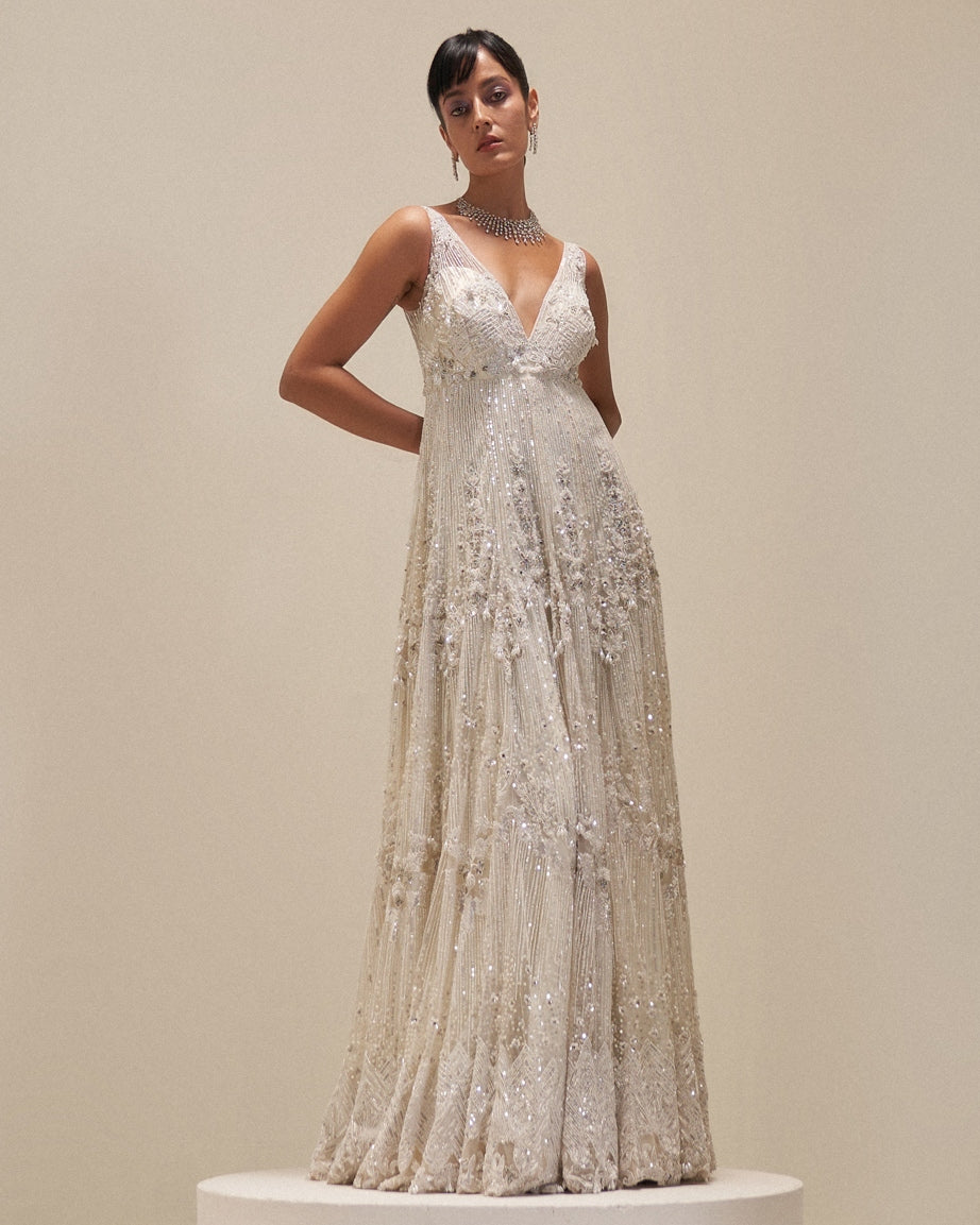 White Reverie Embroidered Gown