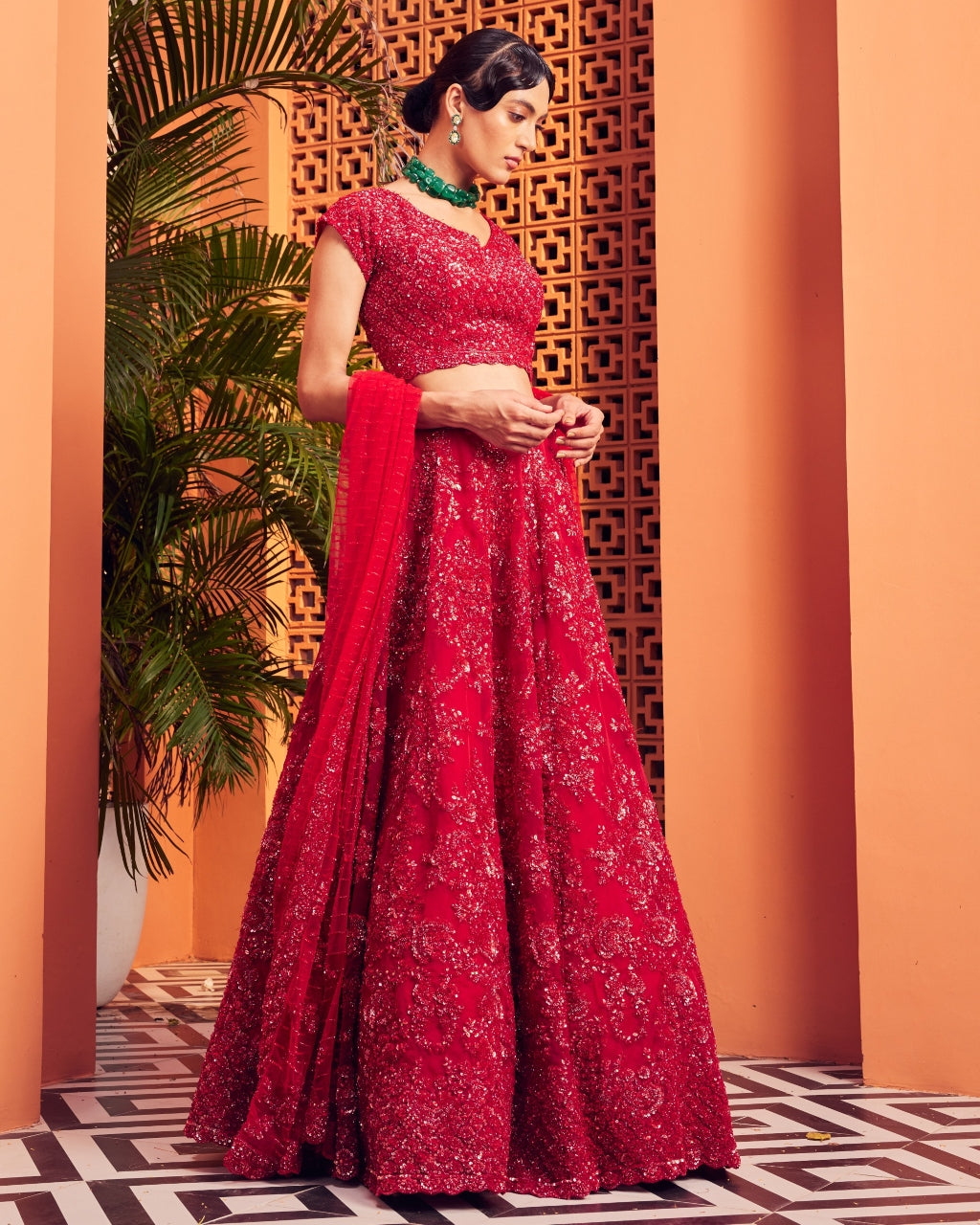 Red Zoya Lehenga Set