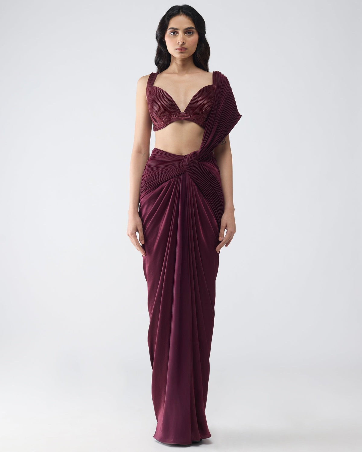 Corded Bralet With Draped  Sari