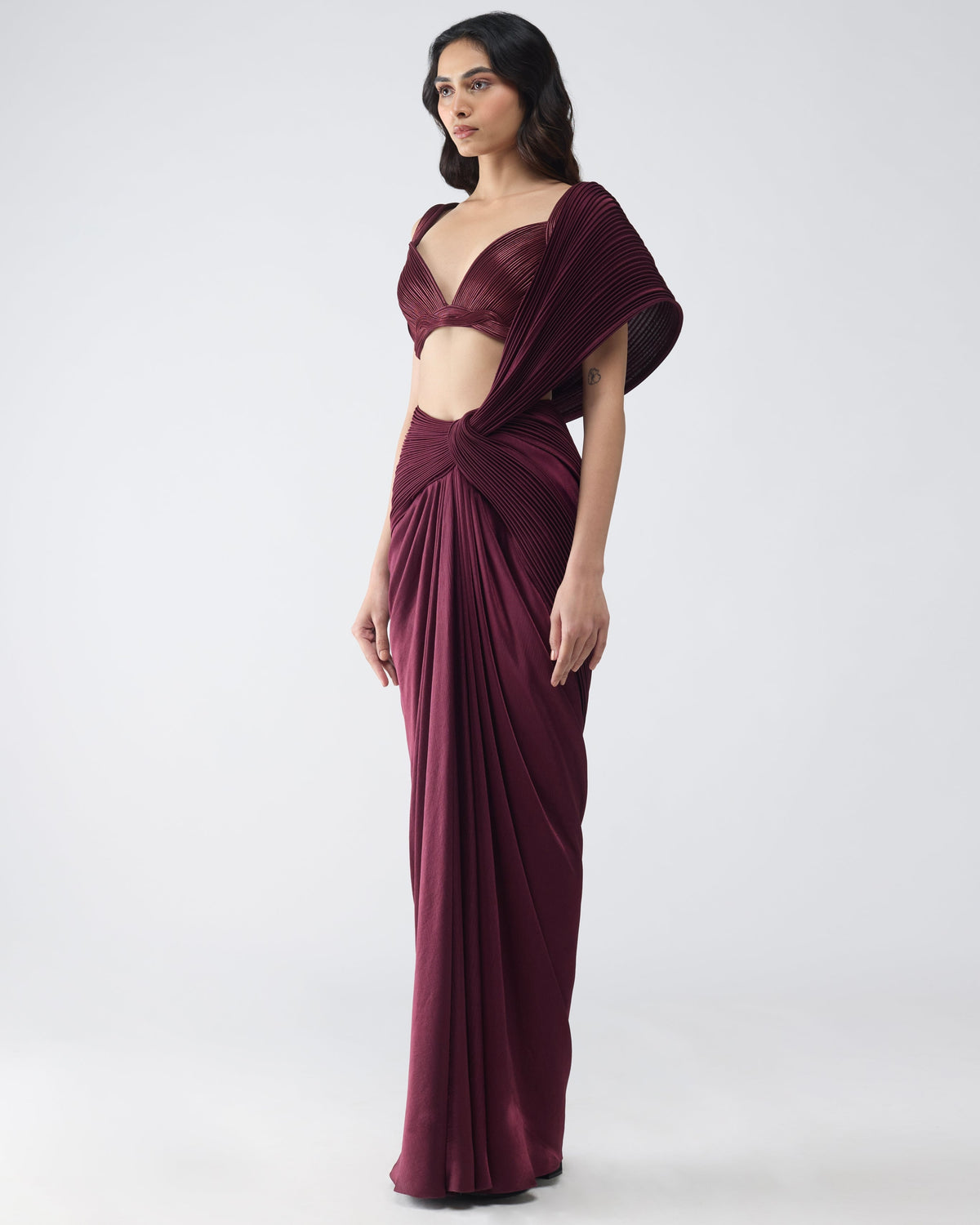 Corded Bralet With Draped  Sari