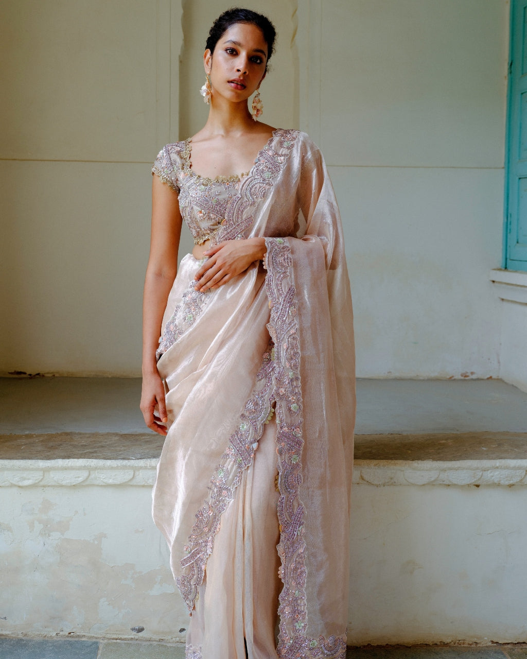 Blush Zari Sari Set