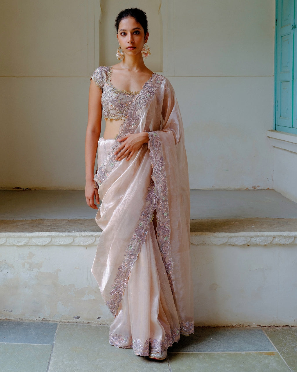 Blush Zari Sari Set