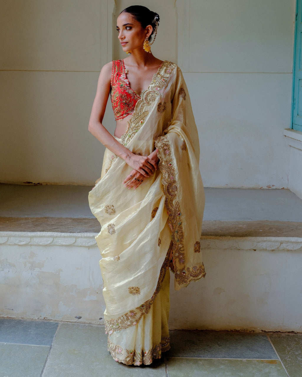 Gold Zari Sari Set