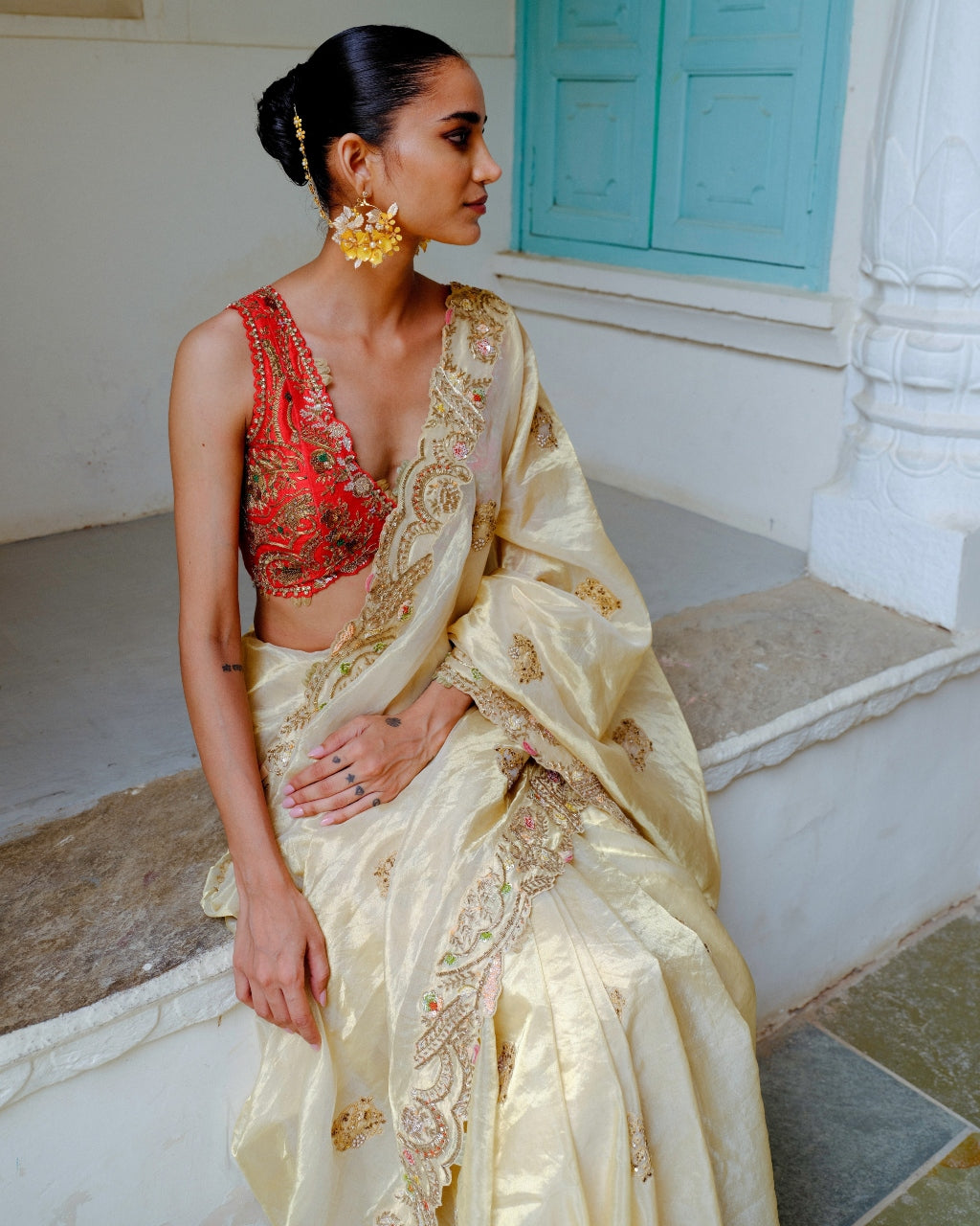 Gold Zari Sari Set