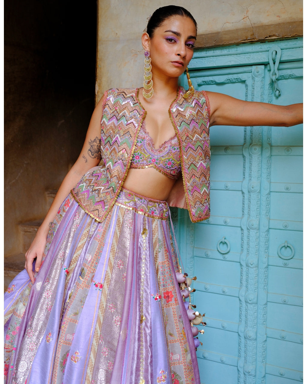 Lavender Jacket Lehenga Set