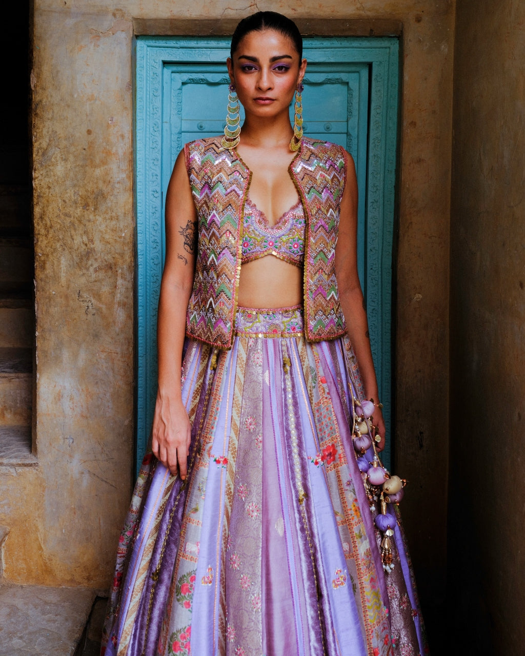 Lavender Jacket Lehenga Set