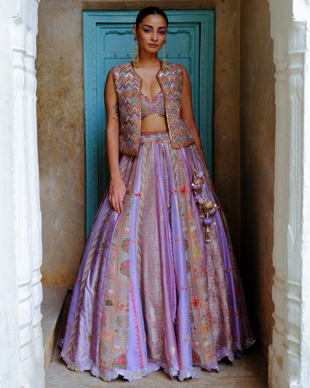 Lavender Jacket Lehenga Set