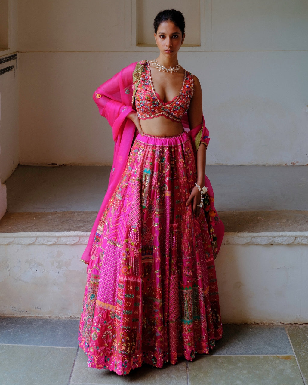 Fuchsia Embellished Lehenga Set