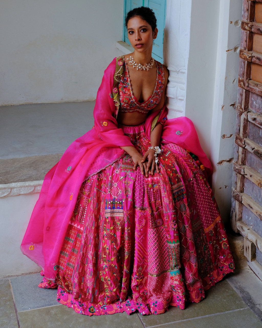 Fuchsia Embellished Lehenga Set