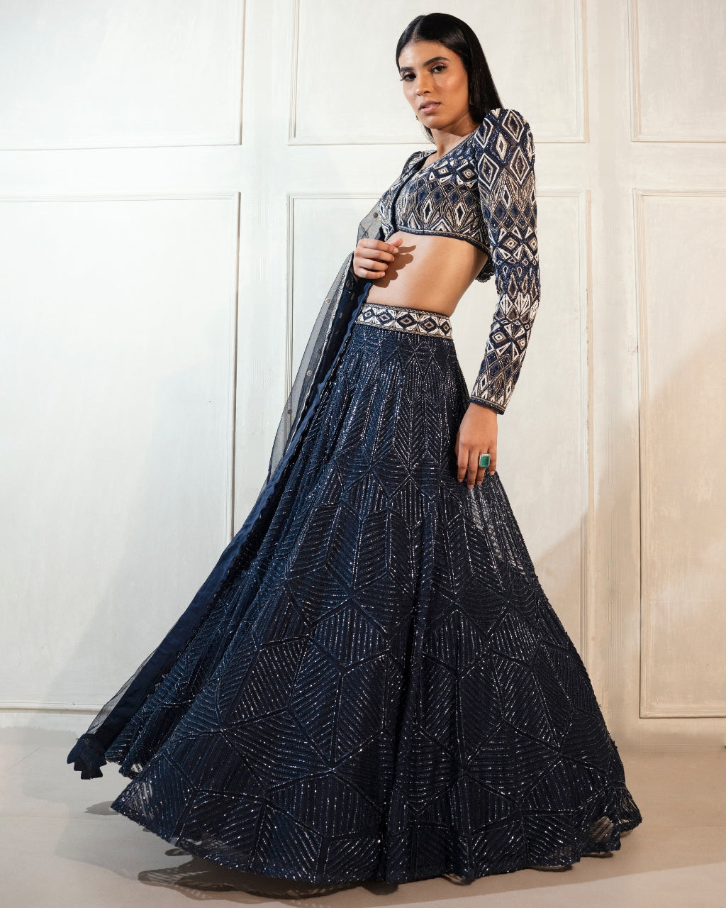 Navy Blue Darya Lehenga Set