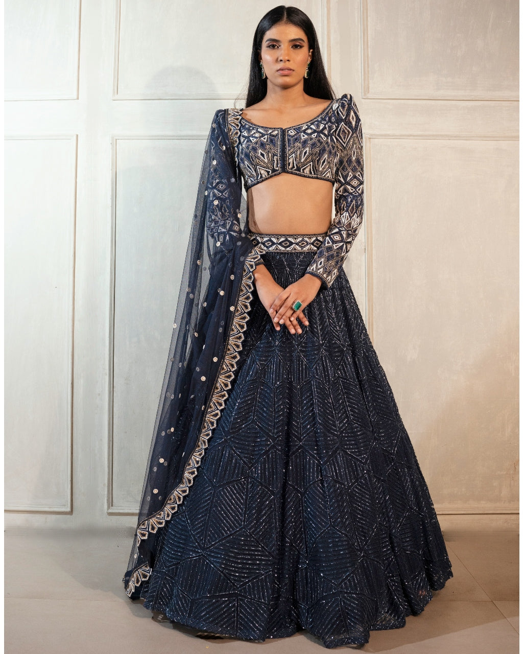 Navy Blue Darya Lehenga Set