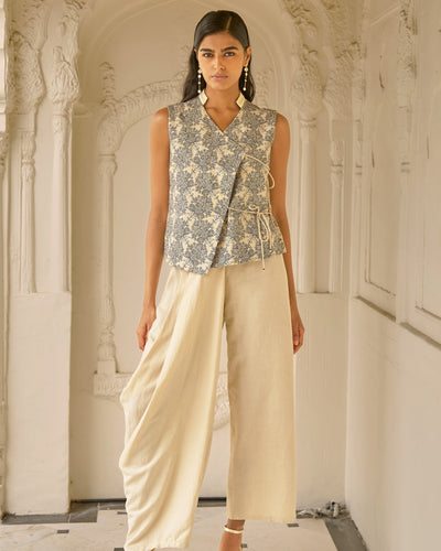 Linen Embroidered Waistcoat Set