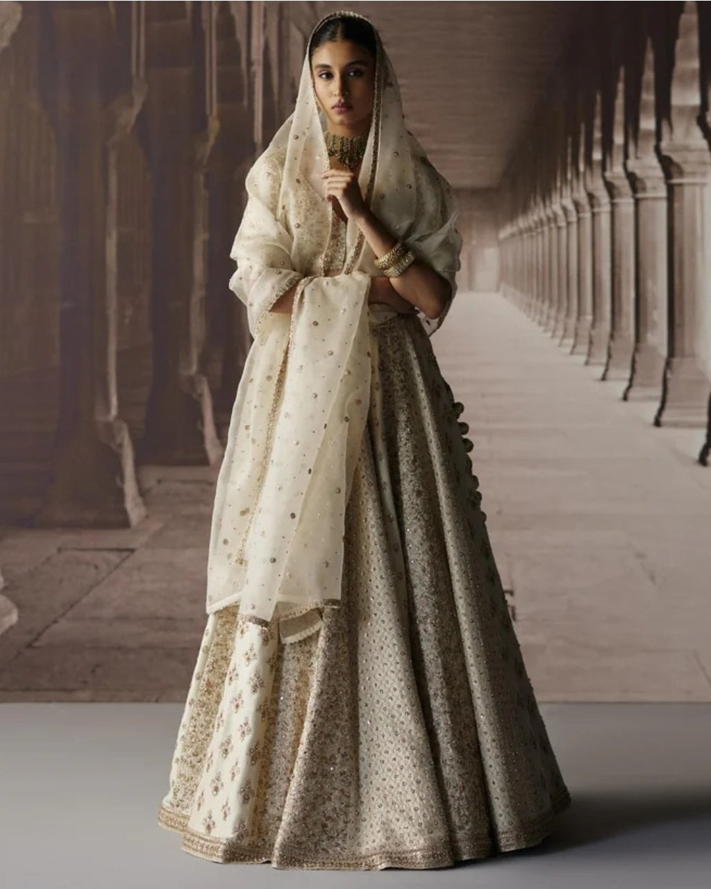 Ivory Panel Lehenga